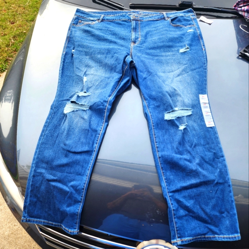 Old Navy Women's blue jeans pants 👖 power slim straight mid-rise